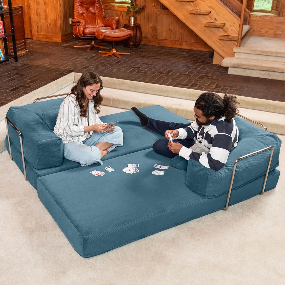 Jaxx Unsofa Stationary Loveseat in Aqua Blue, , large