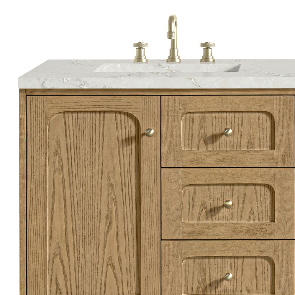 James Martin Vanities Laurent 60&quot; Double Bathroom Vanity in Light Natural Oak with 3 cm Victorian Silver Quartz Top and Rectangular Sinks, , large