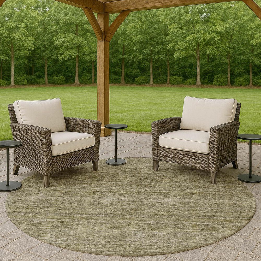 Dalyn Rug Company Soft Essentials Solid Sage 8' Round Indoor/Outdoor Area Rug, , large