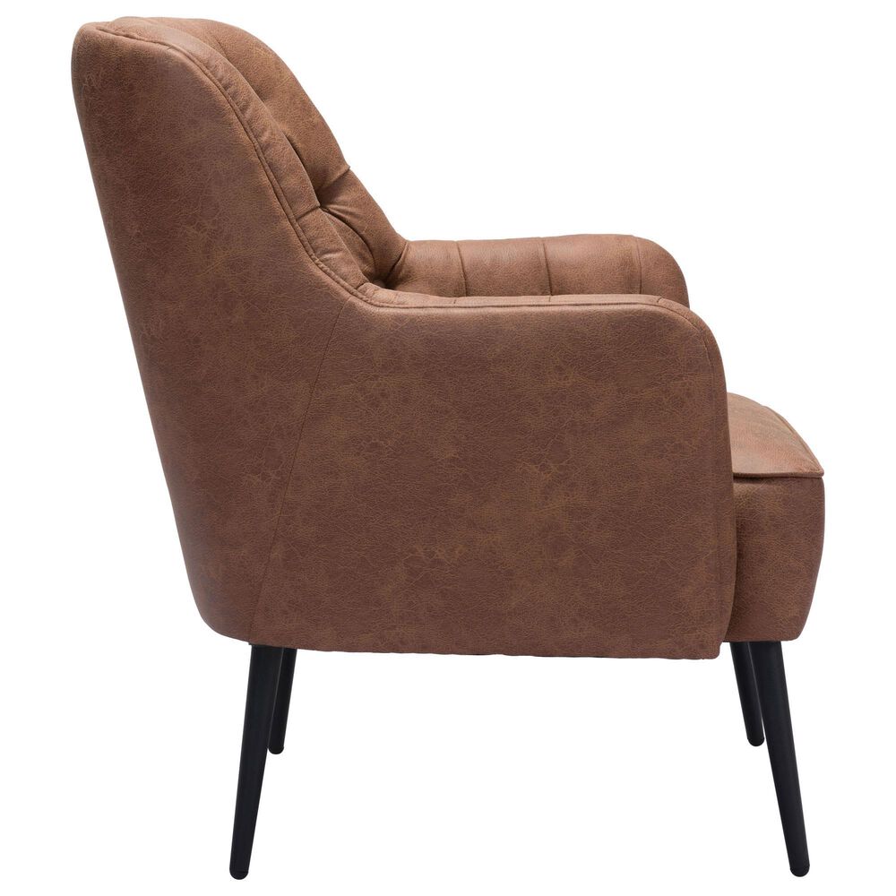 Zuo Modern Tasmania Accent Chair in Vintage Brown and Gold, , large
