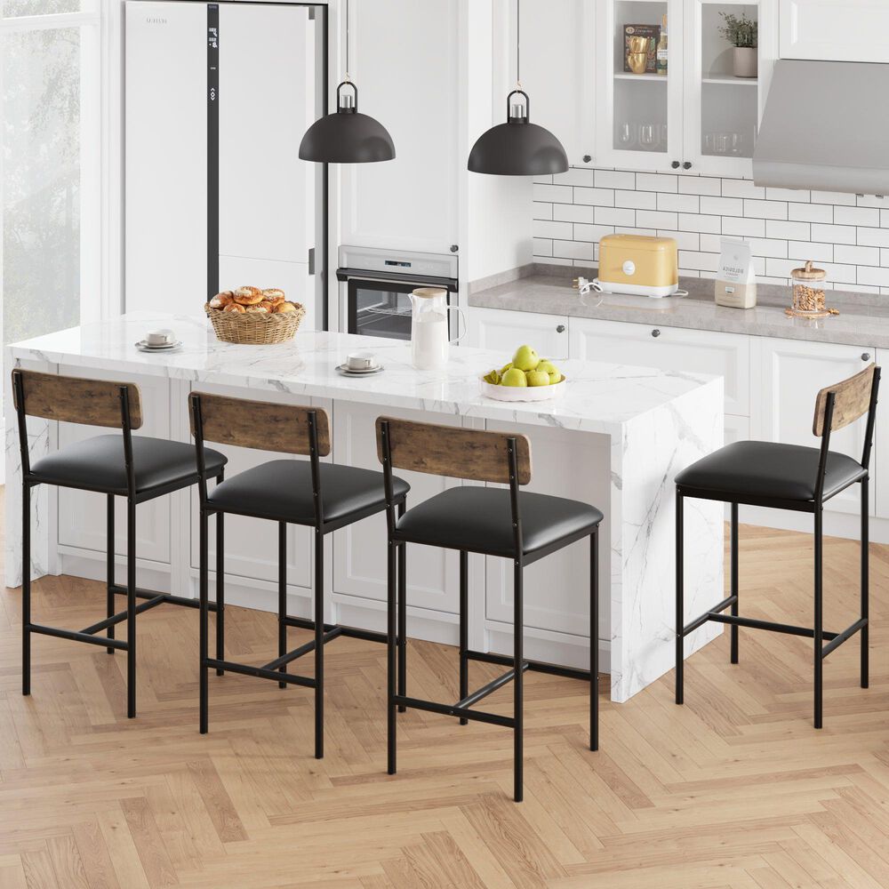 GARVEE 25.5" Bar Stool in Rustic Brown (Set of 4), , large