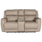 HomeStretch Tuscany Leather Power Reclining Console Loveseat in Stonewash, , large
