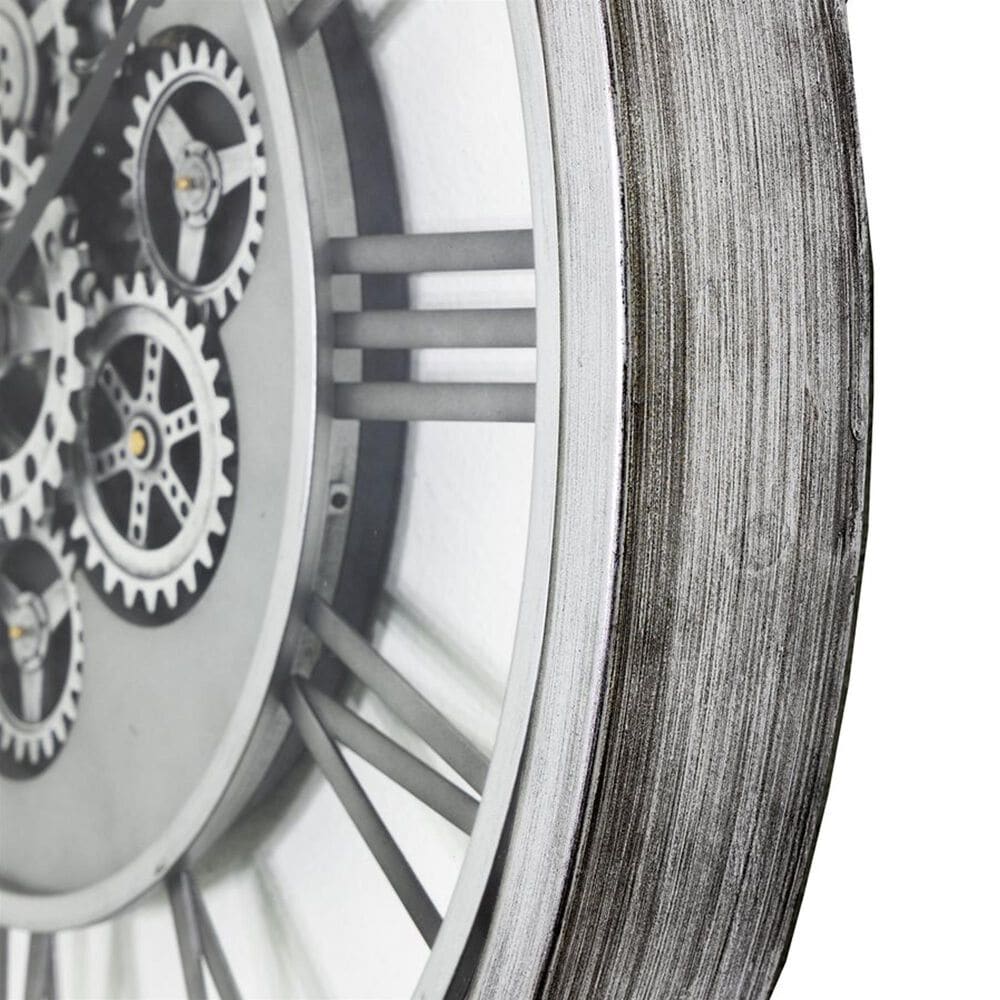 Yosemite Home Decor 32&quot; Round Gear Wall Clock in Silver, , large