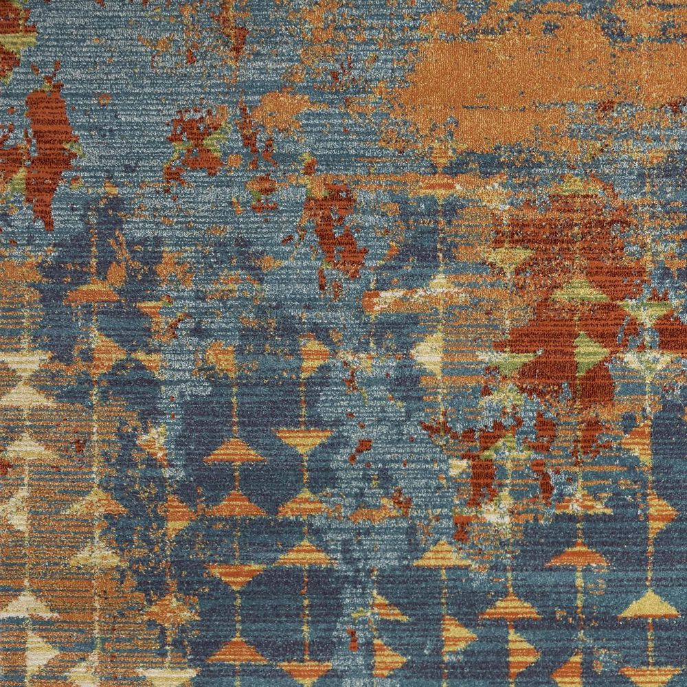 Kas Oriental Rugs Illusions Elements 3&#39;3&quot; x 4&#39;11&quot; Blue and Coral Area Rug, , large