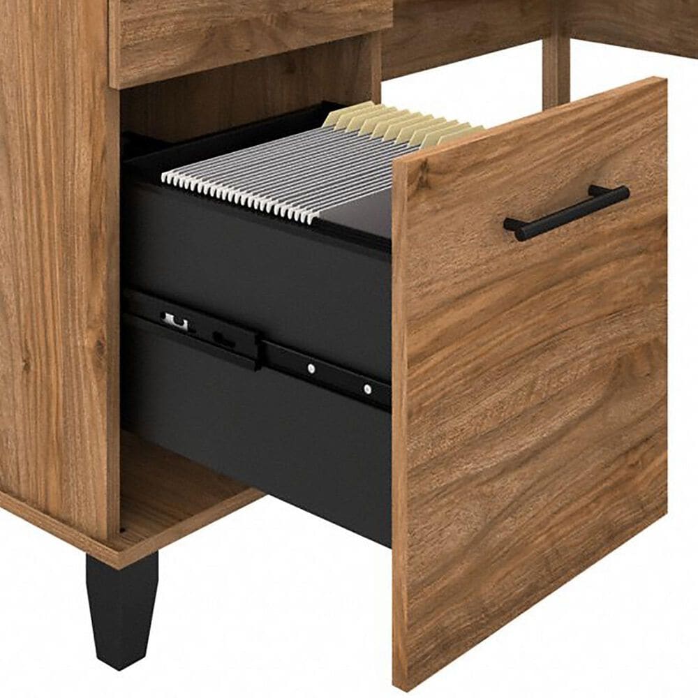 Bush Somerset 60&quot; L-Shaped Desk with Hutch in Fresh Walnut, , large