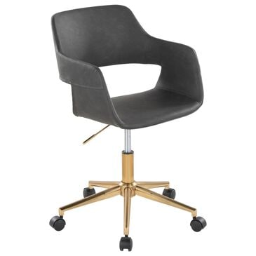 Lumisource Margarite Task Chair with Grey Faux Leather Cushion in Gold, , large