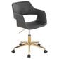 Lumisource Margarite Task Chair with Grey Faux Leather Cushion in Gold, , large