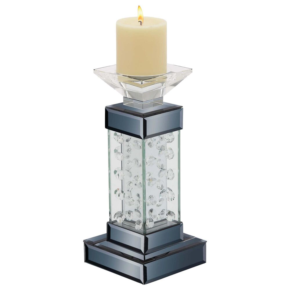 Maple and Jade 11" Glam Abstract-Styled Candle Holder in Clear and Black, , large