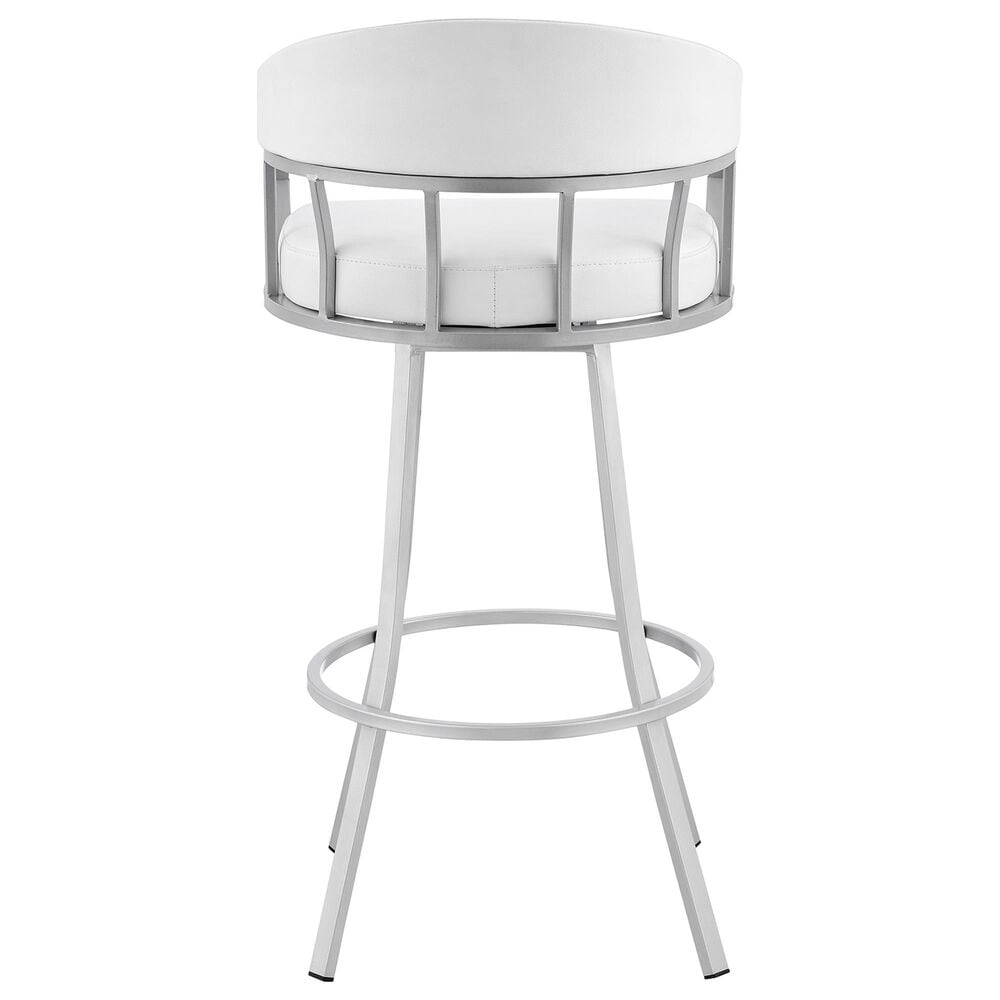 Blue River Valerie 30&quot; Swivel Barstool with White Cushion in Silver, , large