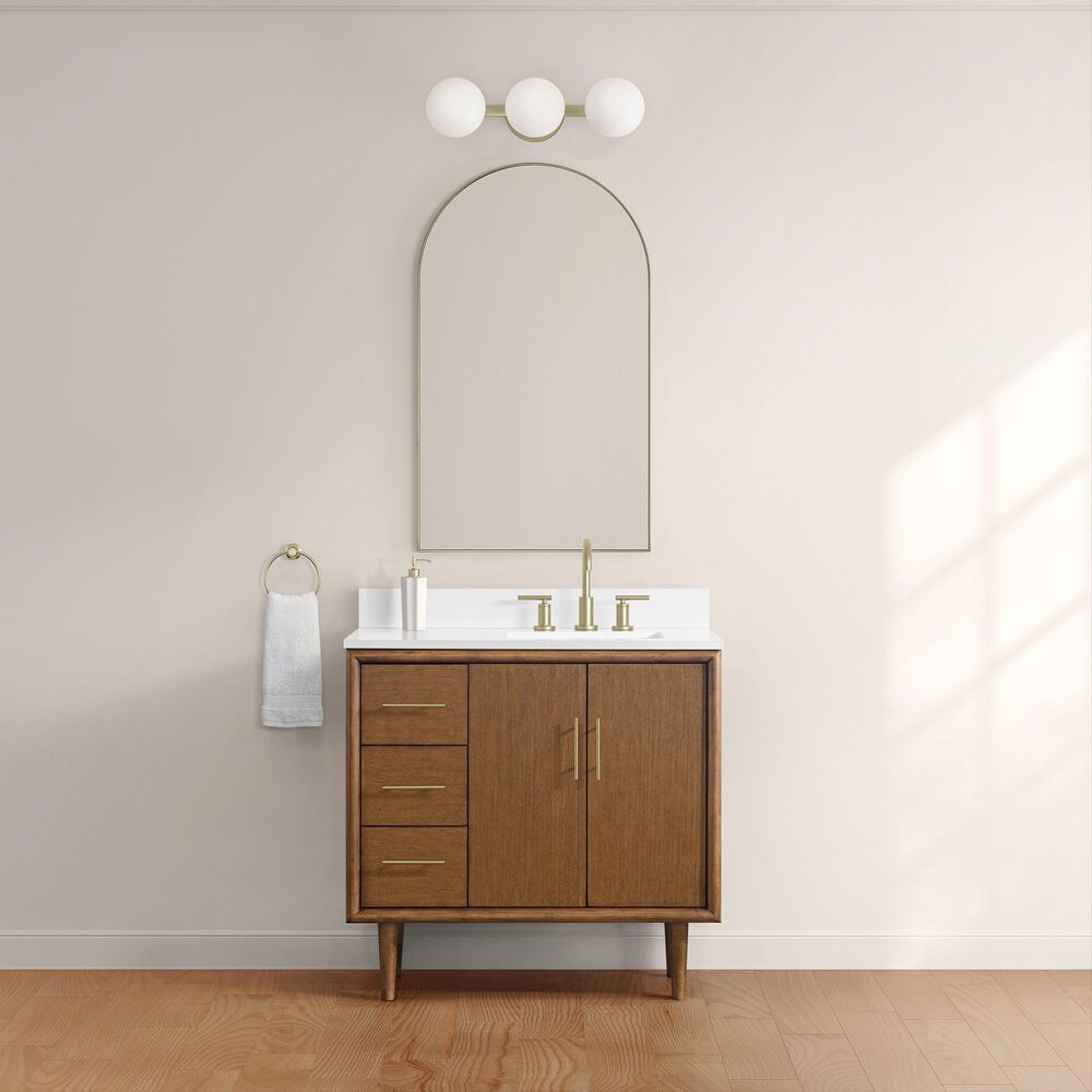 37B Mertola 36" Single Bathroom Vanity Cabinet in Dark Maplewood with White Composite Stone Top and Backsplash, , large