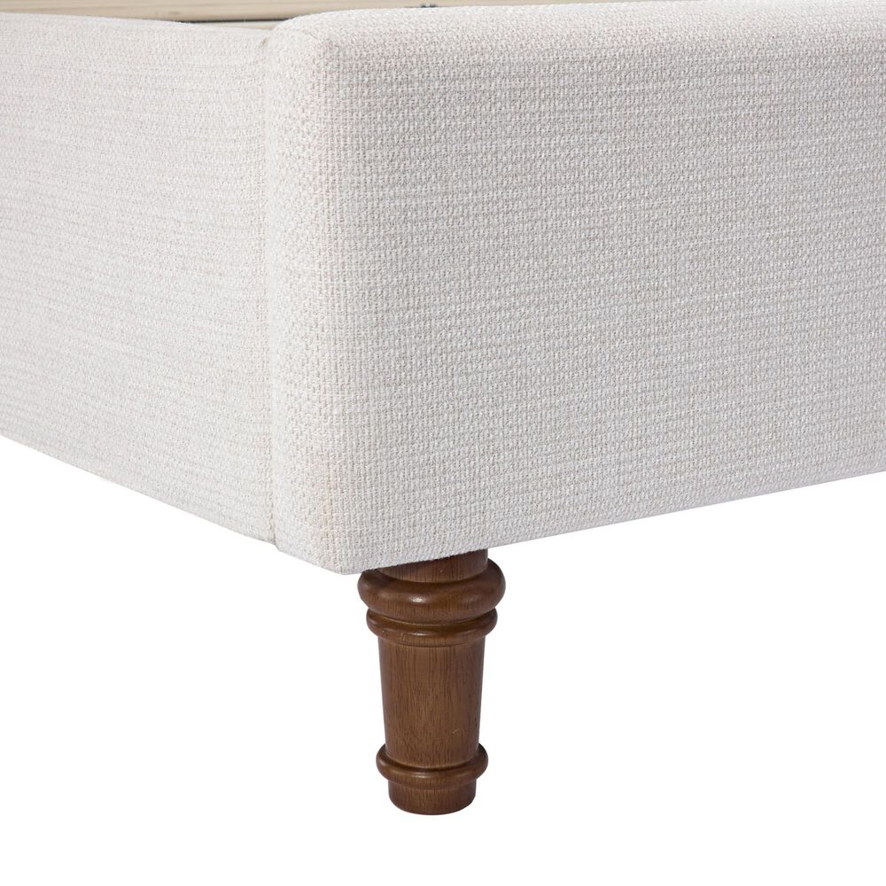 Hearth and Haven Hayden Queen Panel Bed with Ivory Upholstery in Walnut, , large