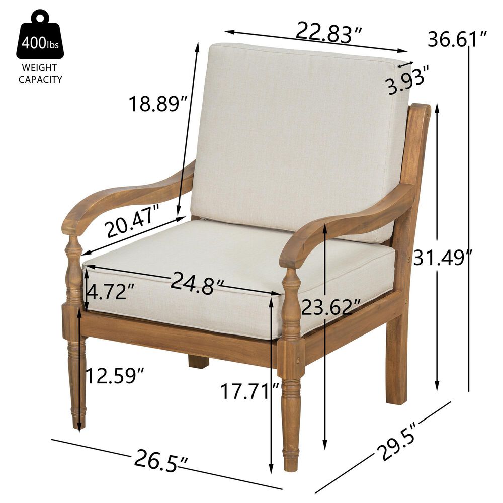 HOMLUX 4-Piece Outdoor Conversation Set in Beige, , large