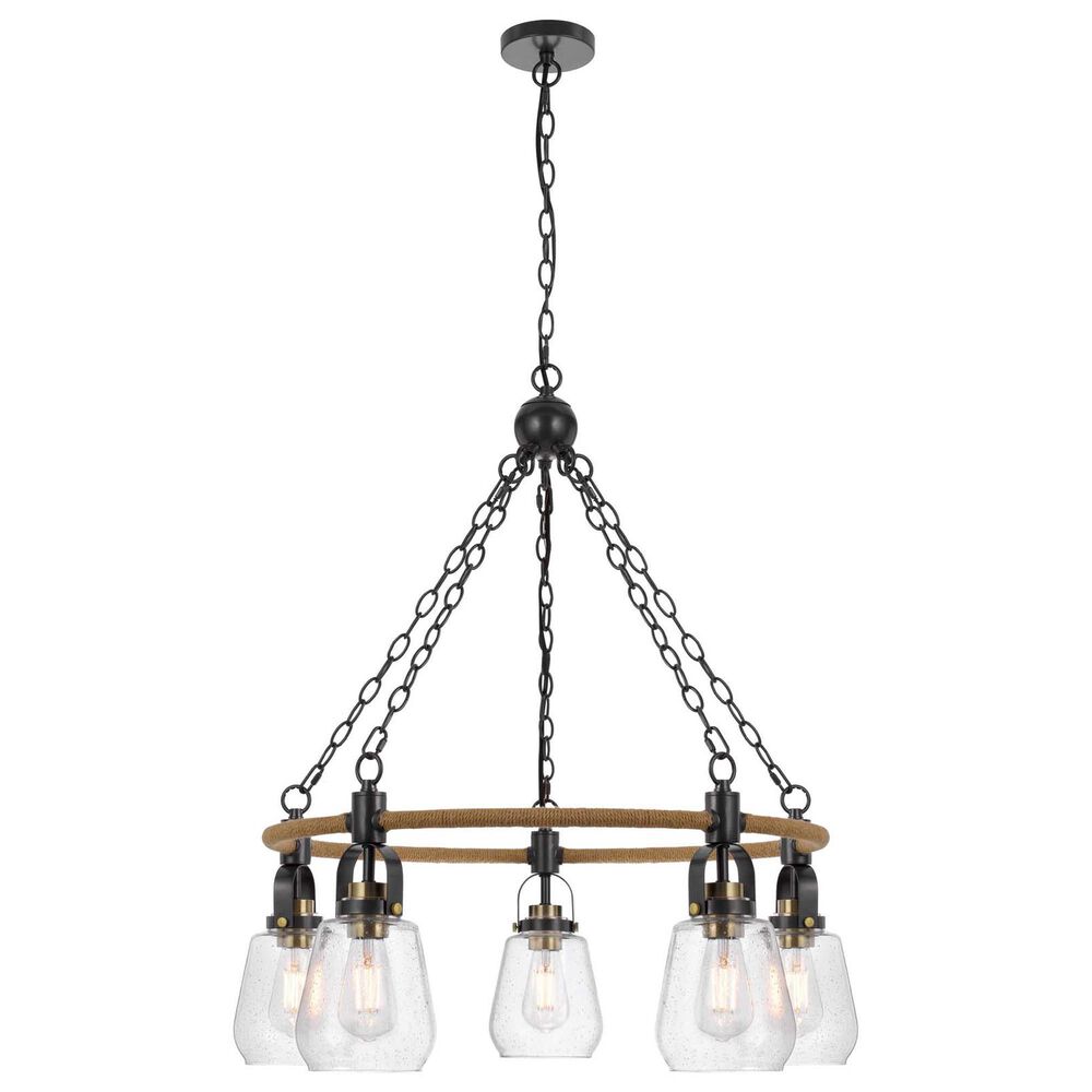 Cal Lighting Kavala 5-Light Chandelier in Burlap and Antique Brass, , large