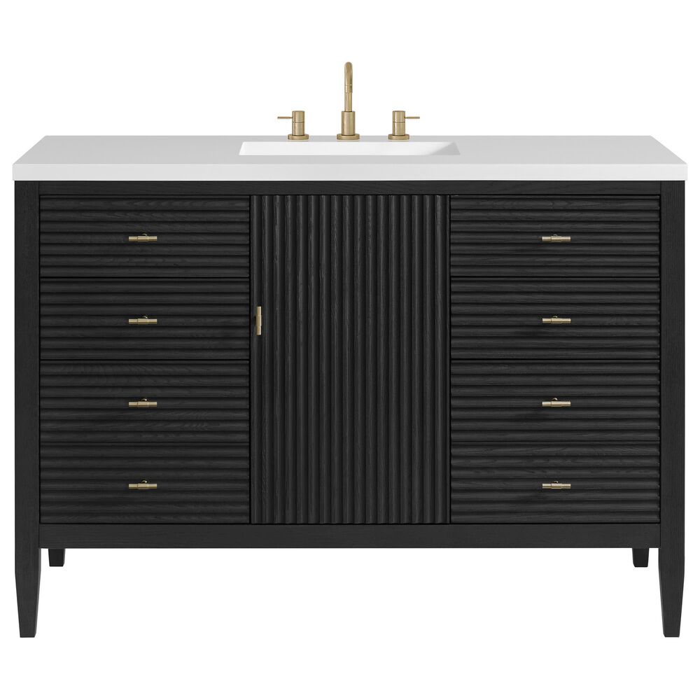 James Martin Vanities Myrrin 48&quot; Vanity in Carbon Oak with 3 cm White Zeus Quartz Top, , large