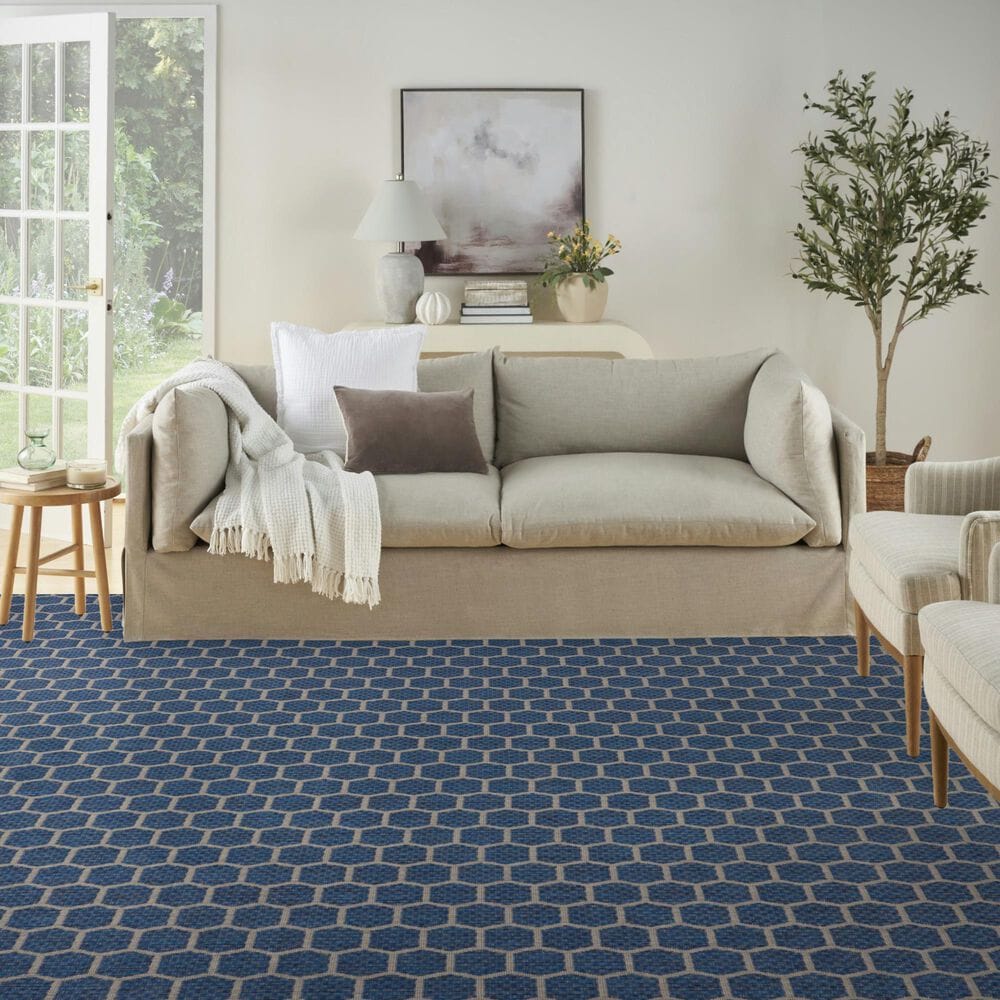 Nourison Twist Reversible 9&#39; x 12&#39; Blue Indoor/Outdoor Area Rug, , large