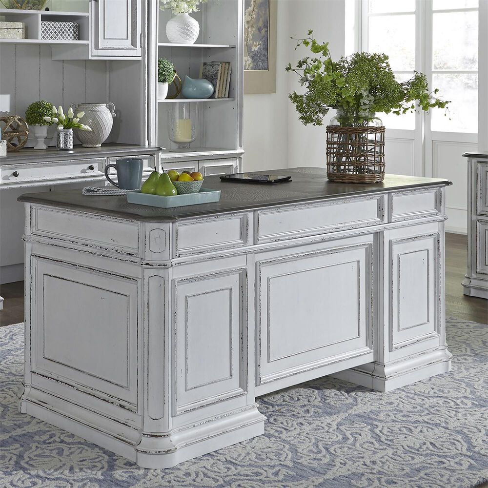 Belle Furnishings Magnolia Manor Jr Executive Desk in White, , large