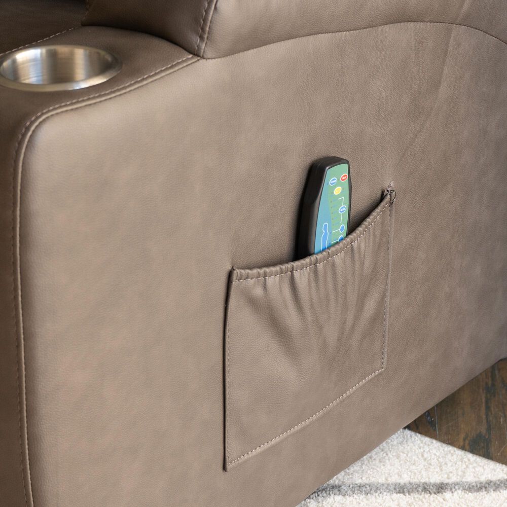 Linon Home Decor Peoria Power Lift Recliner in Mushroom, , large