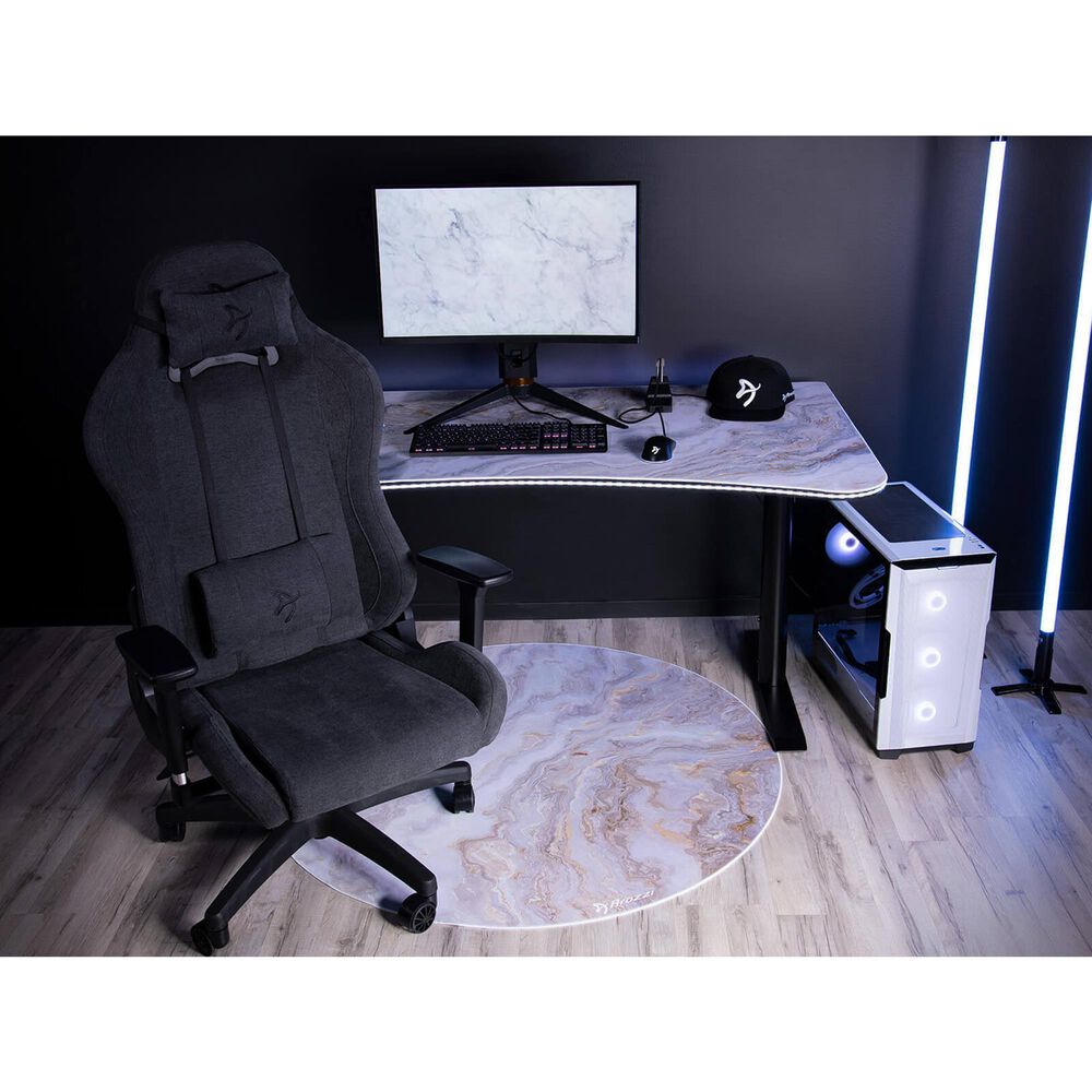 Arozzi Zona Microfiber Noise Dampening and Scratch Protection Anti-Slip Chair Mat in White Marble, , large