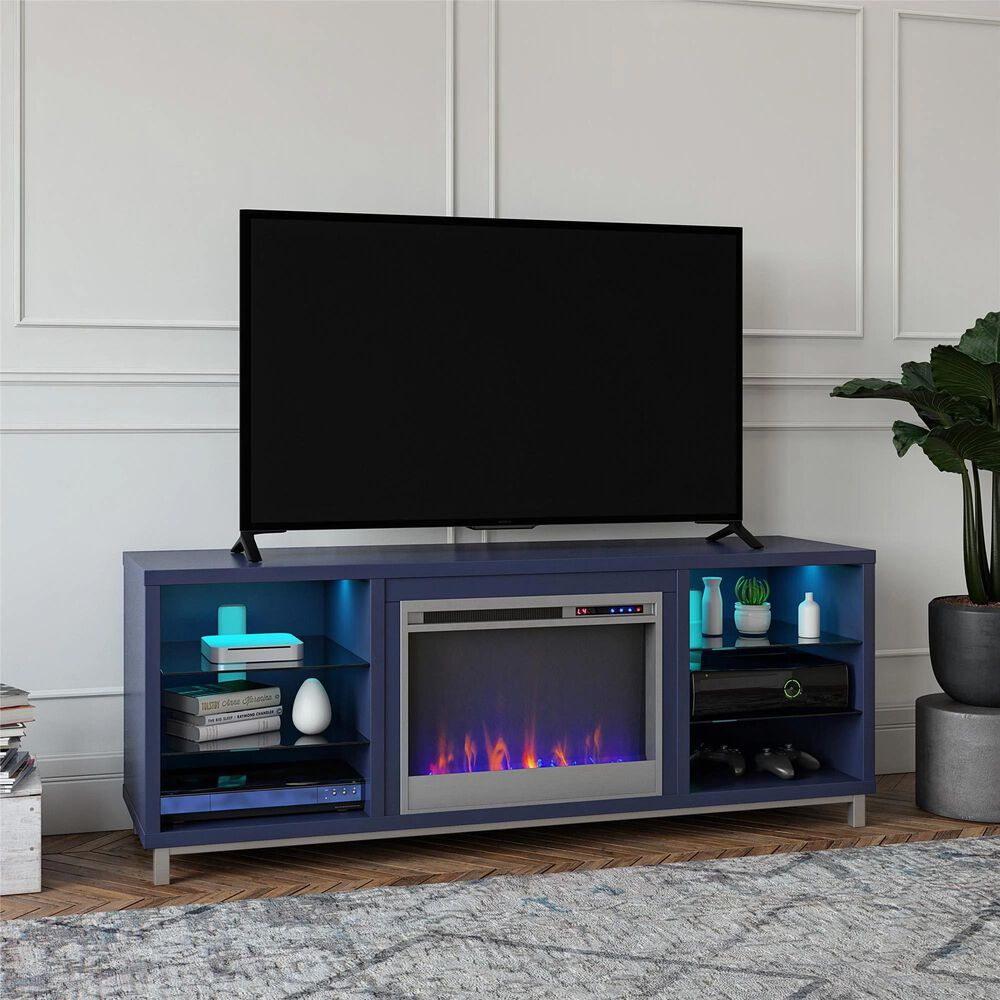 Ameriwood Home Lumina Deluxe Fireplace TV Stand in Navy, , large