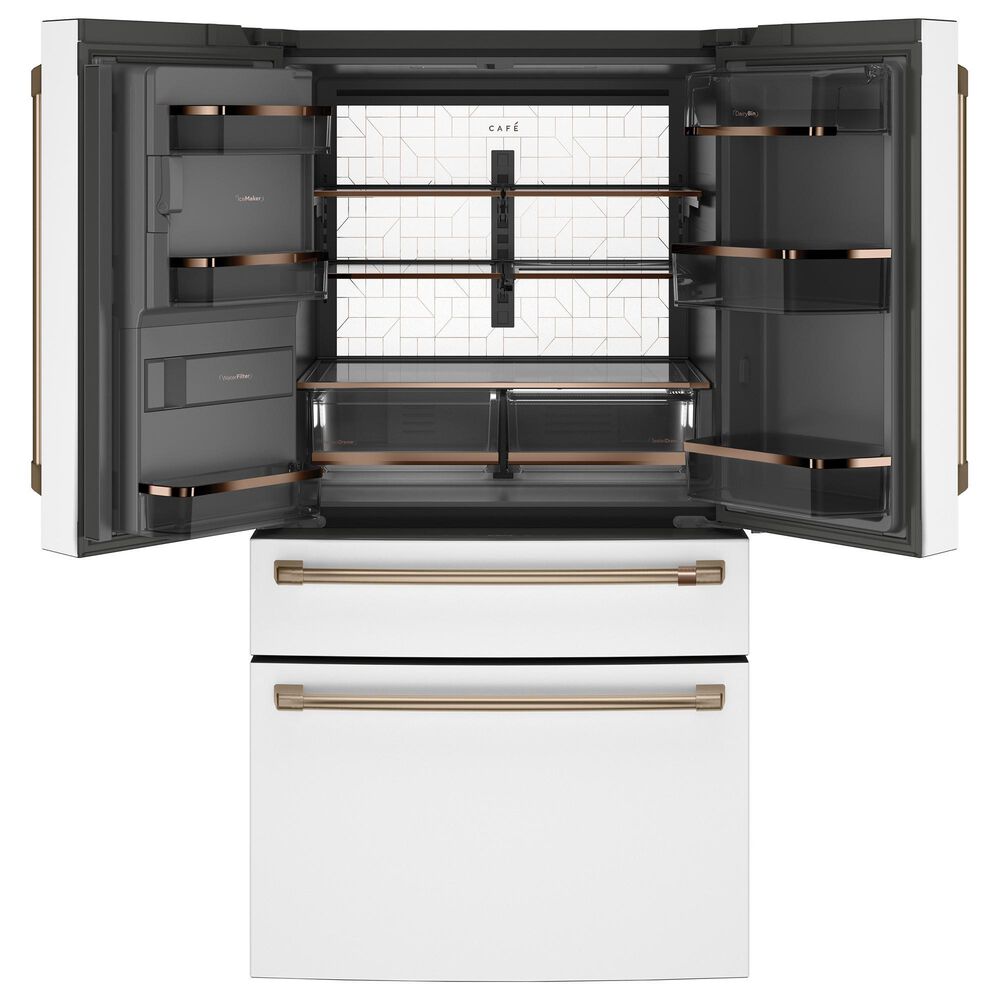 Cafe 27.8 Cu. Ft. Capacity 4-Door Smart French Door Refrigerator in Matte White, , large