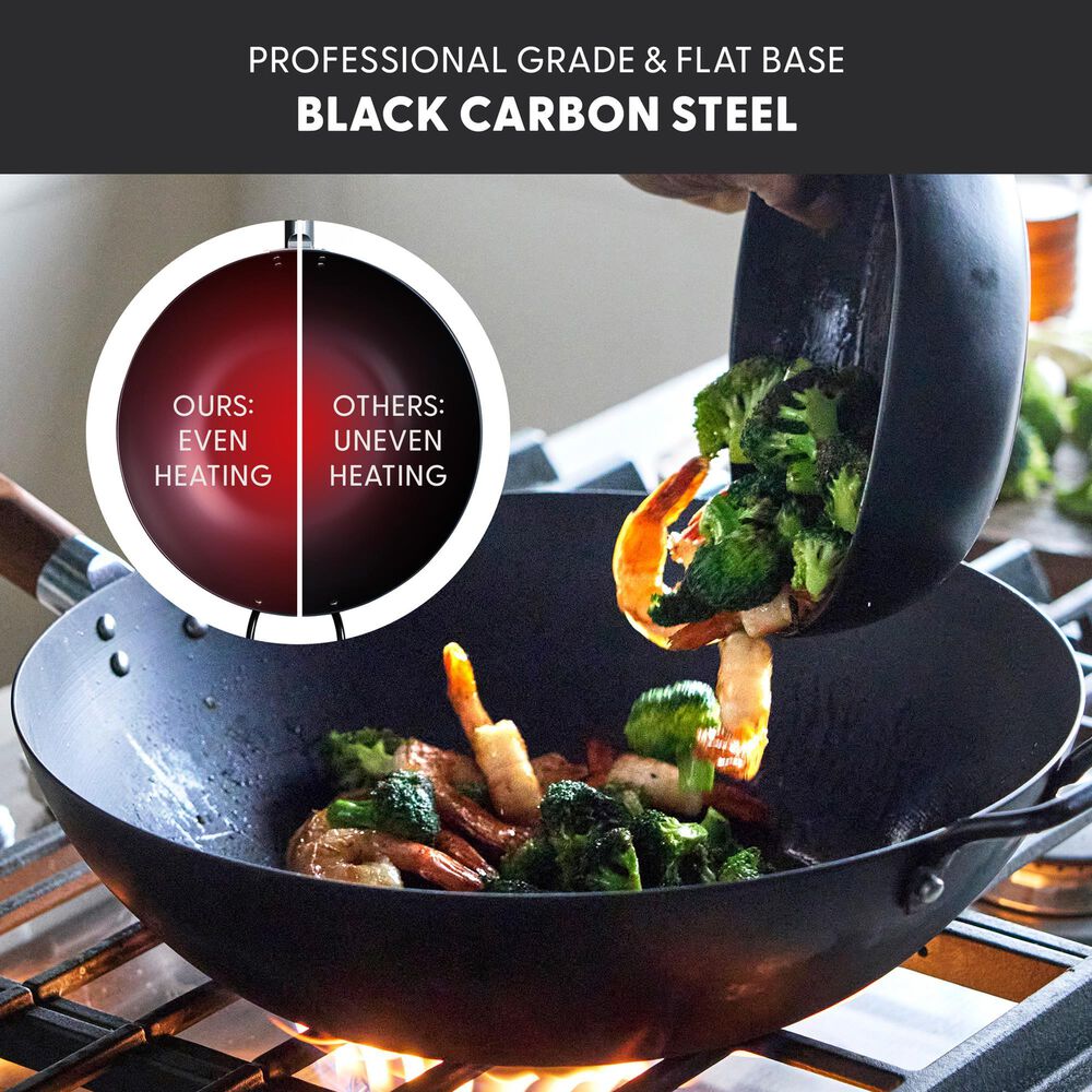 Green Pan Kyoto 12" Carbon Steel Wok in Black, , large