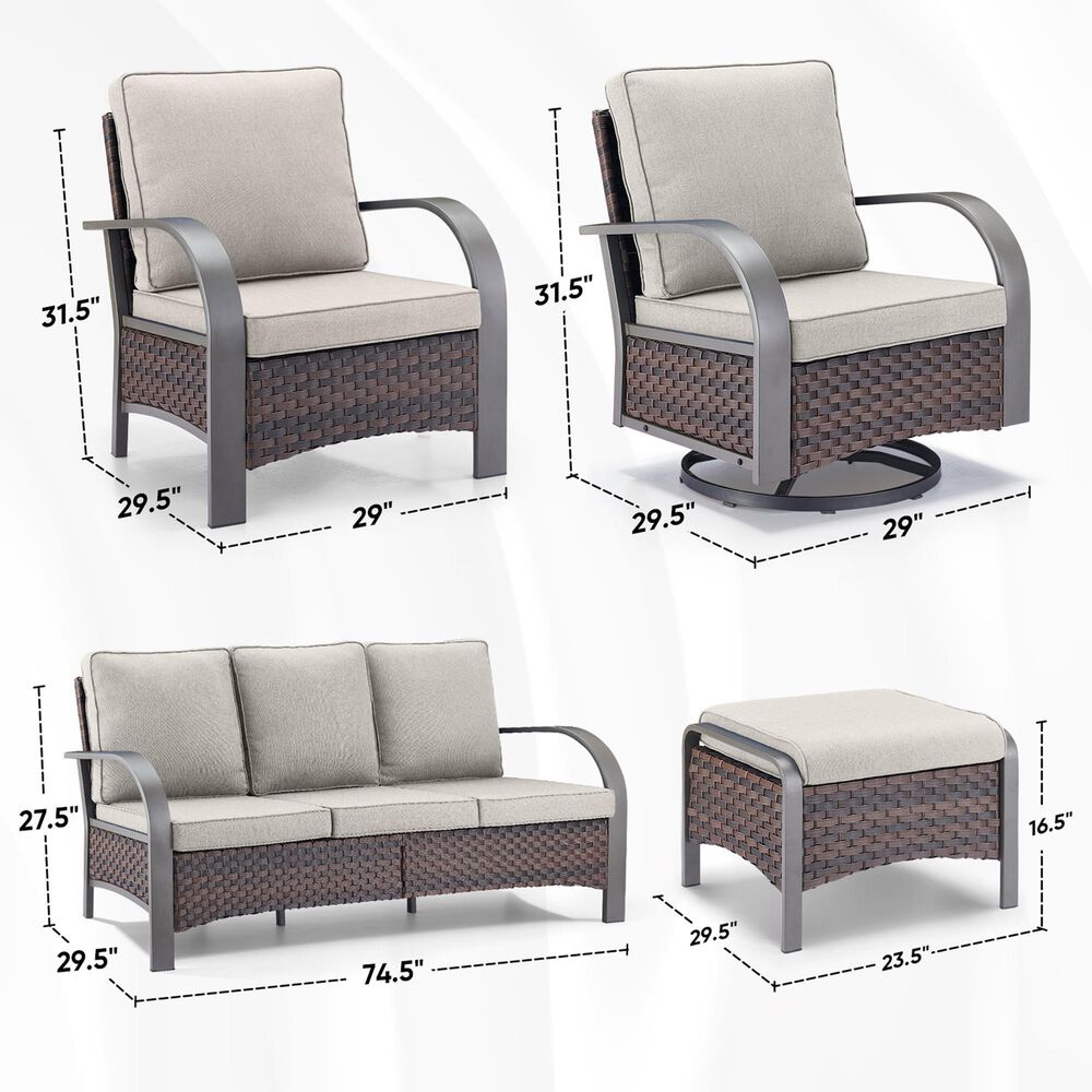 Sunwell Garden 7-Piece Patio Conversation Set in Navy, , large