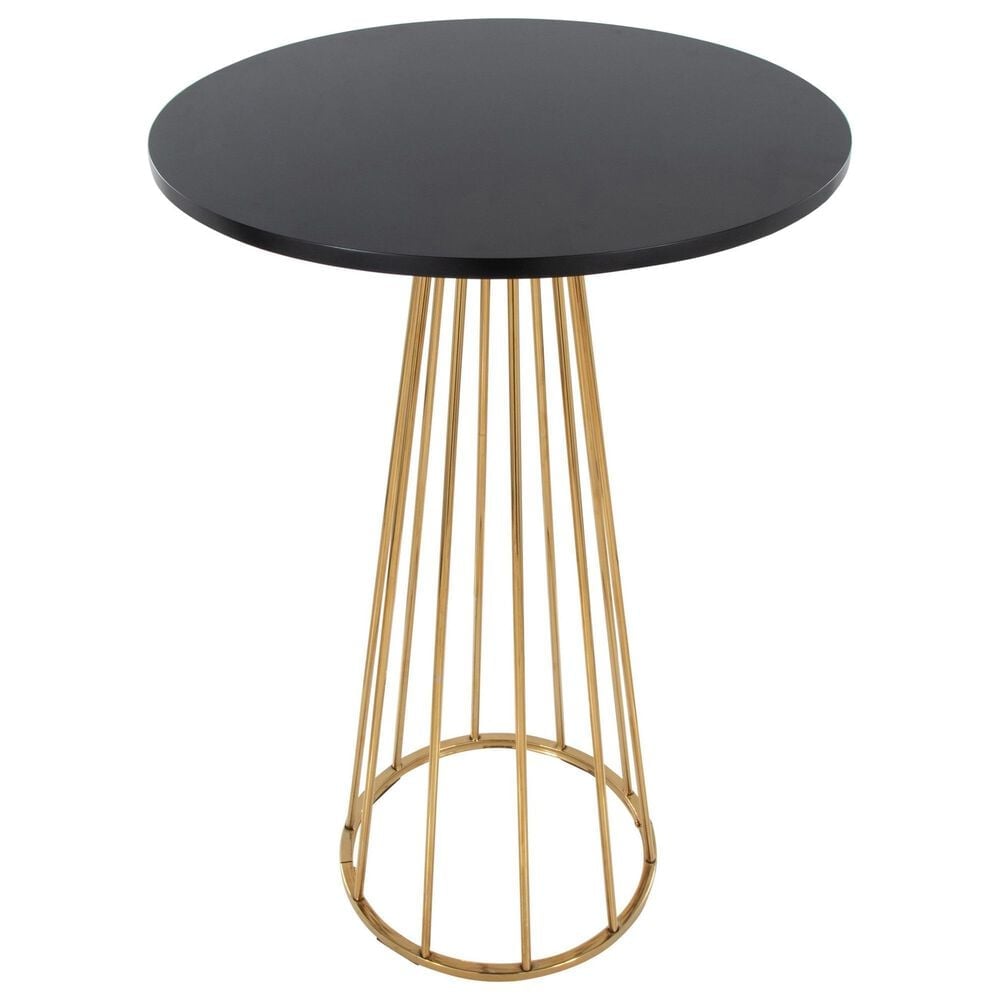 LumiSource Canary Bar Table in Gold Metal and Black Wood, , large