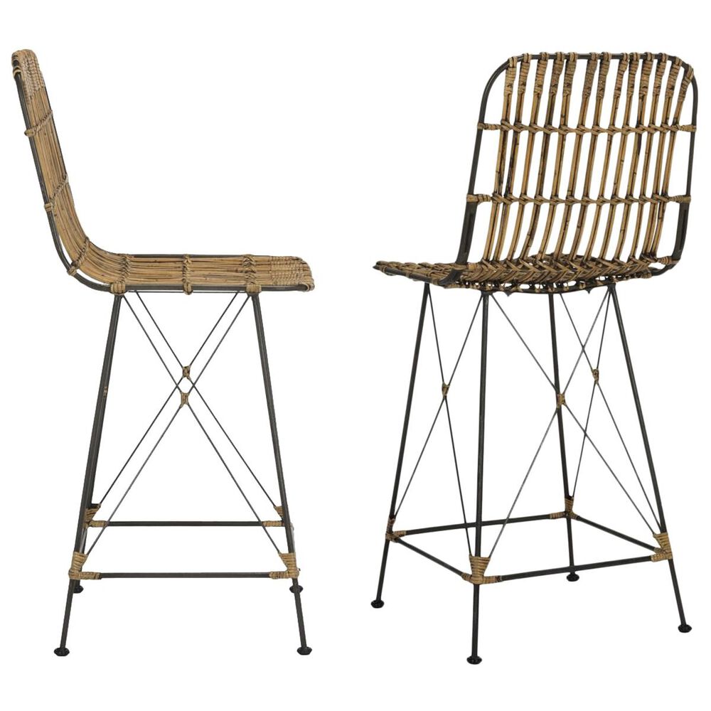 Safavieh Minerva Wicker Counter Stool in Natural Brown Wash &#40;Set of 2&#41;, , large