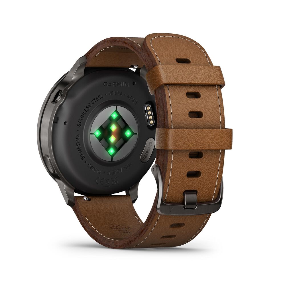 Garmin Venu 4  45 mm Slate with Black Silicone Band and Brown Leather Band, , large