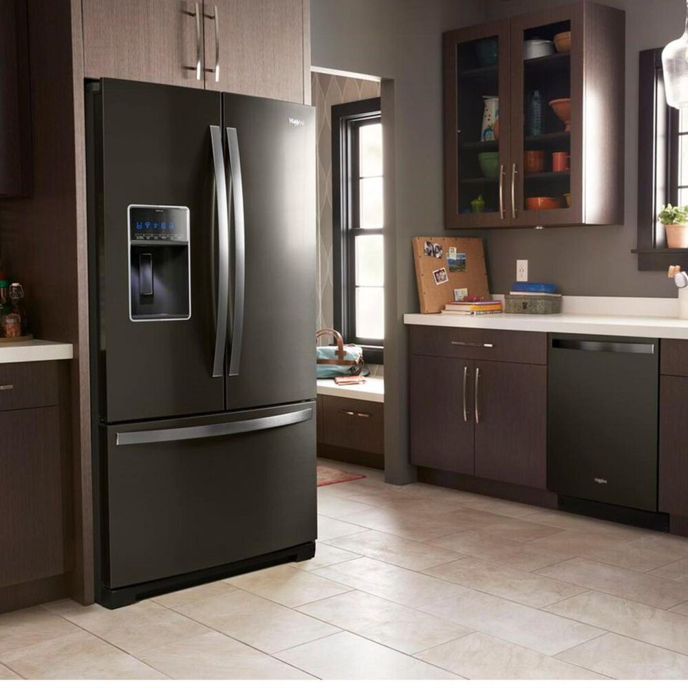 Whirlpool 27 Cu. Ft. 36&quot; Wide French Door Refrigerator in Fingerprint Resistant Black Stainless Steel with Dual Icemakers, , large