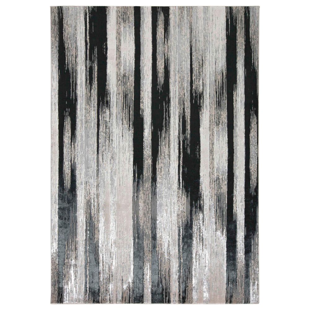 Feizy Rugs Micah 3338F 5' x 8' Black and Silver Area Rug, , large