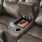 Ashley Lowilla Manual Double Reclining Loveseat with Console in Driftwood, , large