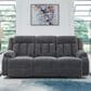 Ashley Observation Power Reclining Sofa with Drop Down Table in Steel Velvet, , large