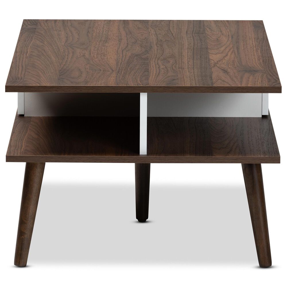Baxton Studio Merlin 2Drawer Coffee Table in White and Walnut NFM