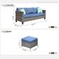 HOMLUX 3-Piece Modular Outdoor Sofa Set with Two Ottomans in Denim Blue, , large