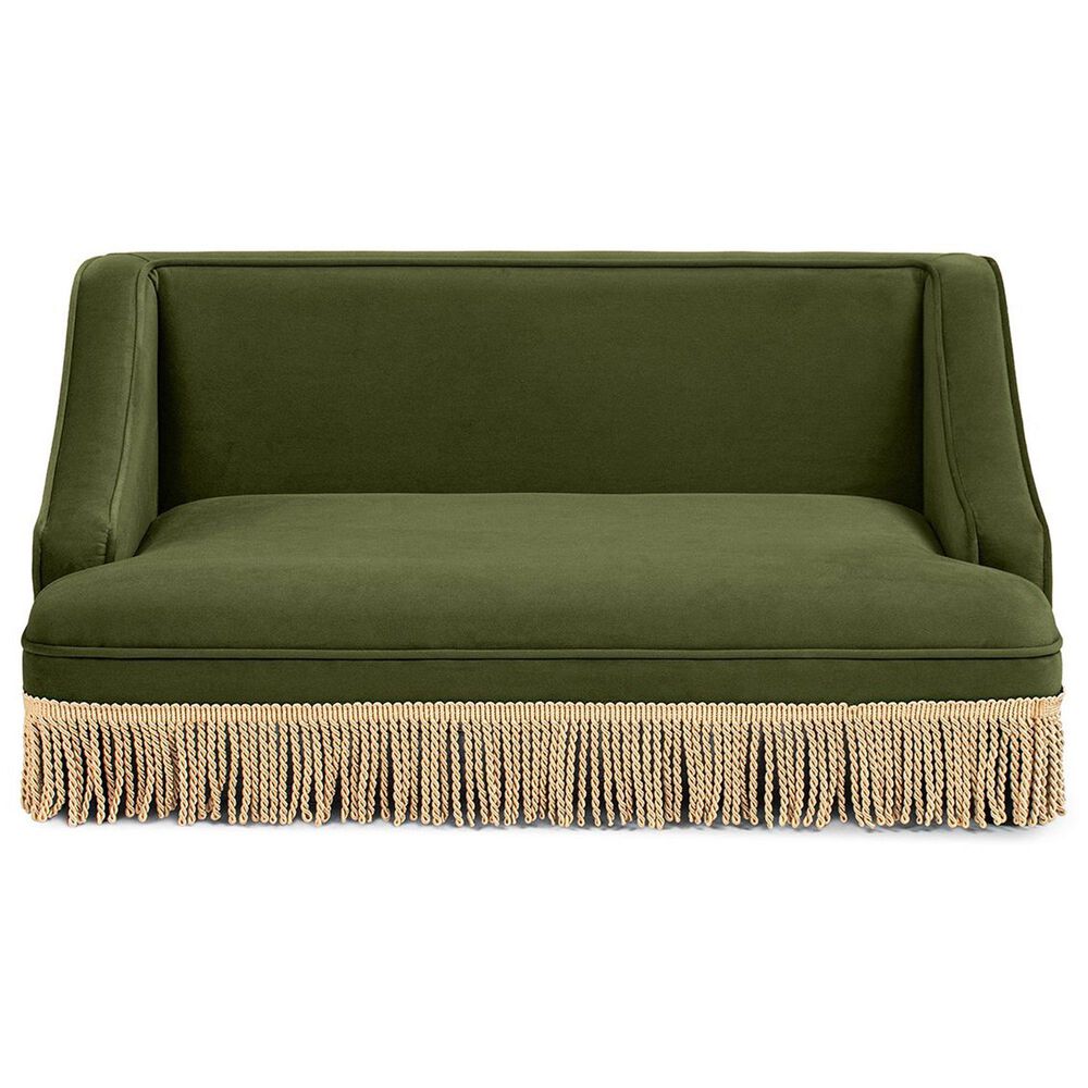 Jennifer Taylor Home Duchess 33" Medium Princess Pet Bed Sofa with Fringe Skirt in Olive Green, , large