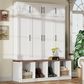 HOMLUX 4-Hook Hall Tree with 8-Door in White and Walnut, , large