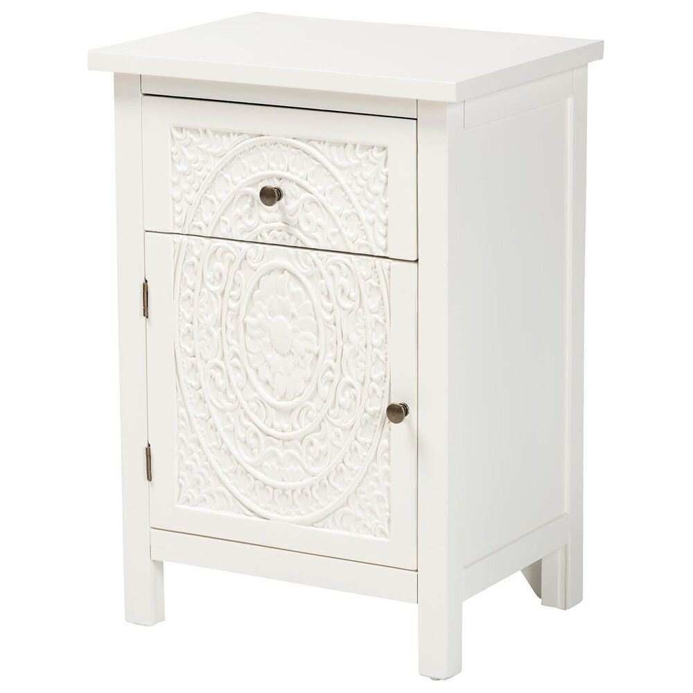 Baxton Studio Lambert 1-Drawer End Table in White, , large