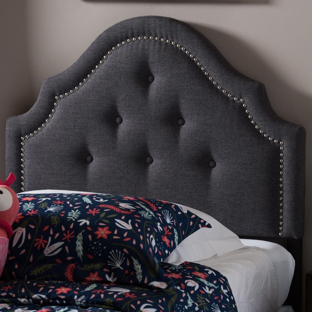 Baxton Studio Cora Twin Upholstered Panel Headboard in Dark Grey, , large