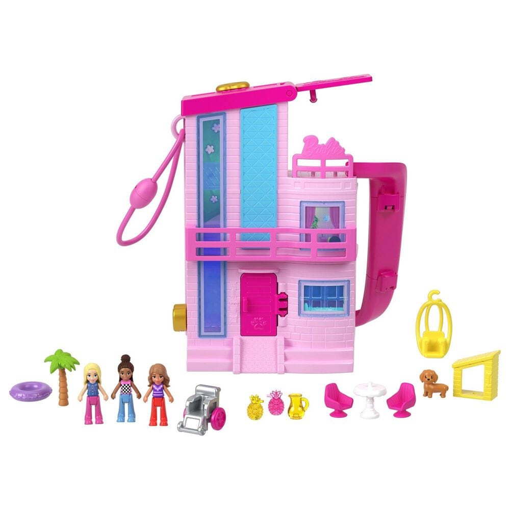 Polly Pocket Barbie Dreamhouse Playset with Three Micro Dolls and Accessories in Pink, , large
