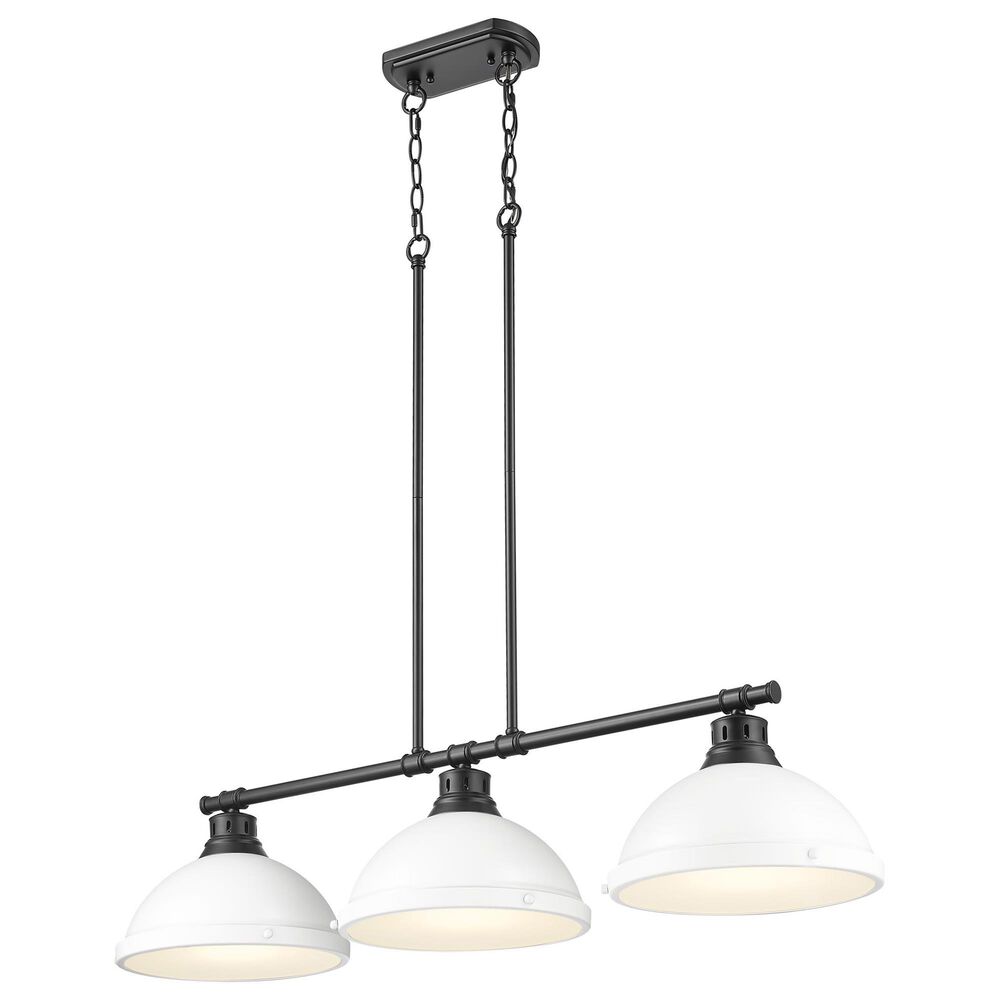 Golden Lighting Duncan 3-Light Pendant with Matte White Shade in Matte Black, , large