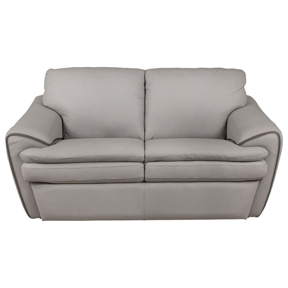 Superb Leather Leather Stationary Loveseat in Oslo Grey, , large