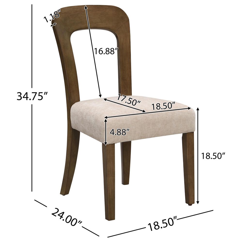 Hearth and Haven Upholstered Side Chair with Beige Cushion in Light Brown &#40;Set of 2&#41;, , large