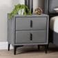 Baxton Studio Etienne 2-Drawer Nightstand with Slate Grey Velvet Upholstery in Black, , large