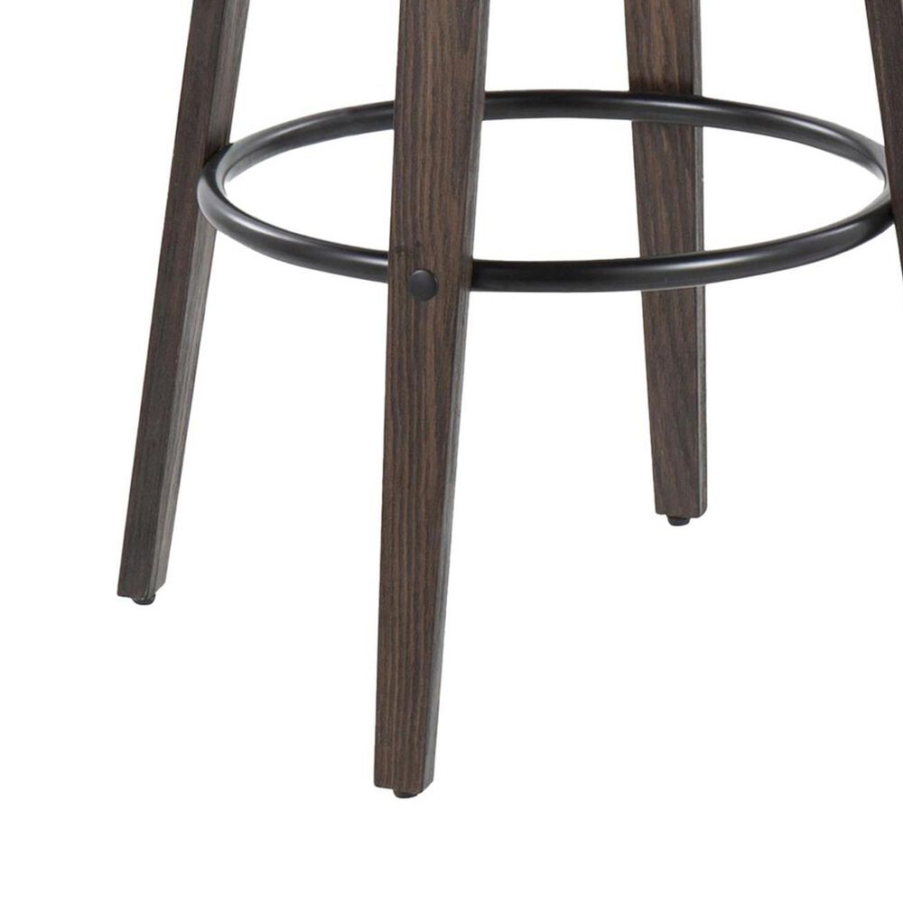 LumiSource Mustang 30" Swivel Bar Stool with Black Faux Leather Upholstery in Glazed Walnut and Black (Set of 2), , large