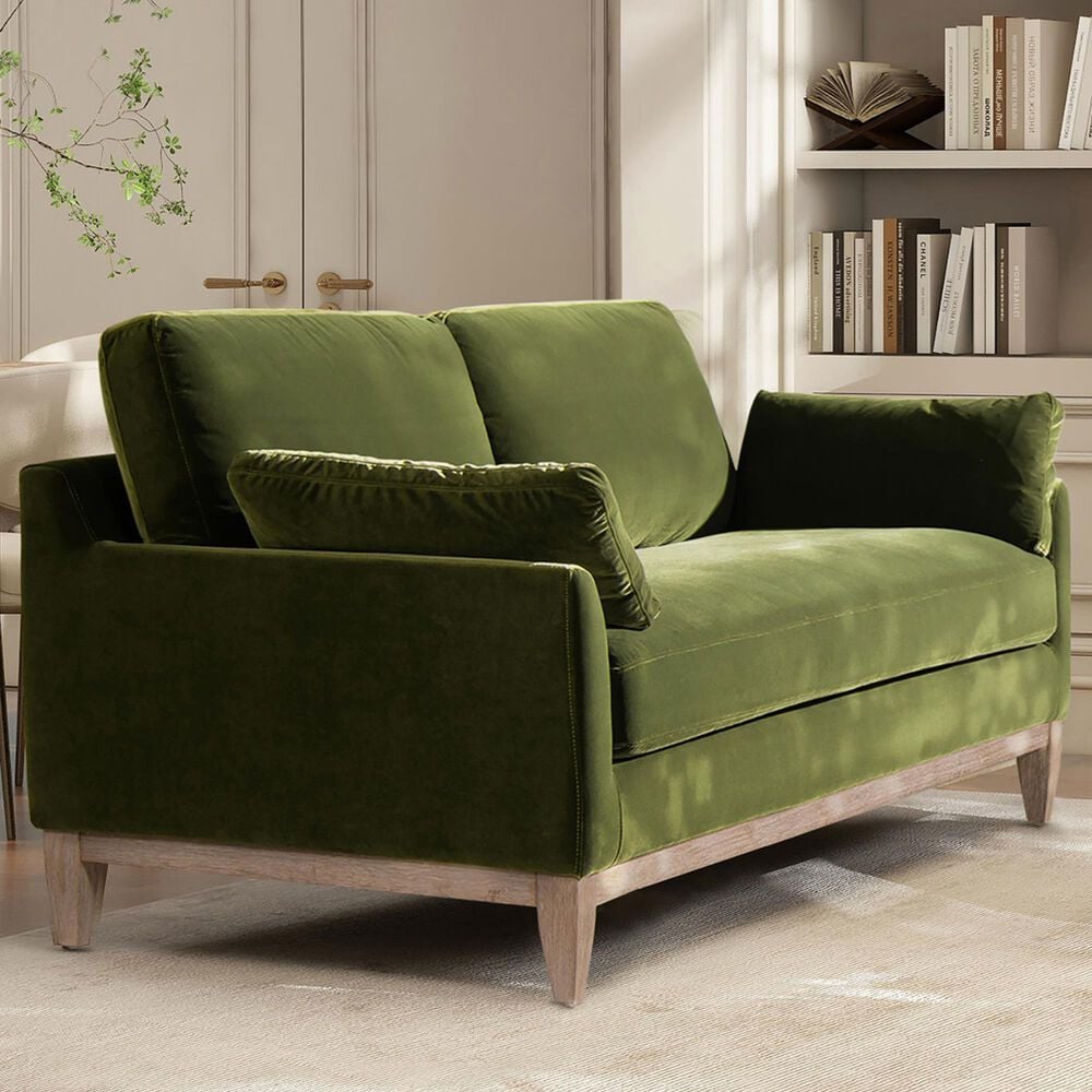 Jennifer Taylor Home Pasadena Stationary Sofa in Olive Green Velvet, , large