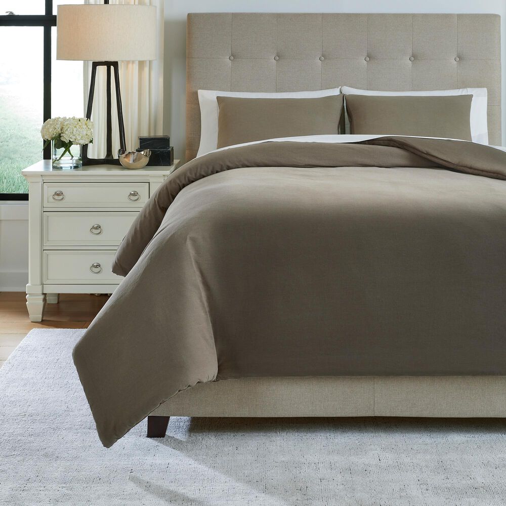 Millennium Eilena 3-Piece Queen Comforter Set in Dark Taupe, , large