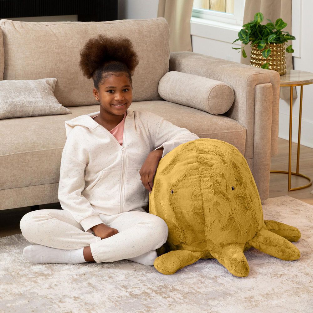 Jaxx Huggy The Octopus Sea Buddy Large Kids Stuffed Animal Bean Bag in Gold, , large
