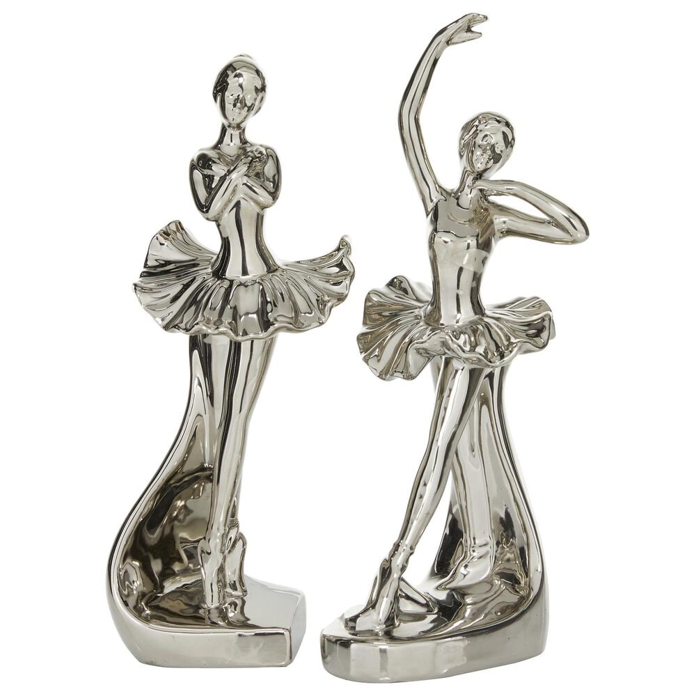 Maple and Jade Glam Ceramic Sculpture Silver (Set of 2), , large