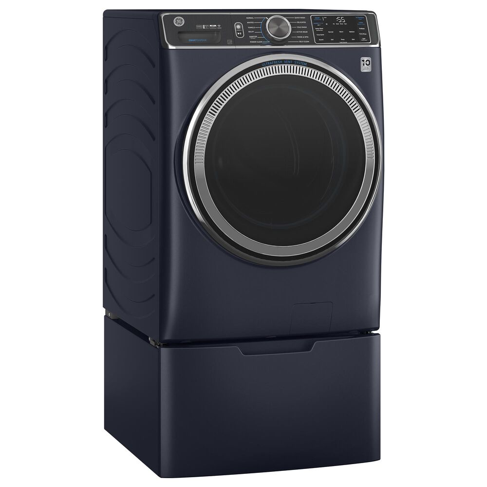GE Appliances 5 Cu. Ft. Front Load Washer and 7.8 Cu. Ft. Gas Dryer Laundry Pair with Pedestal in Sapphire Blue, , large